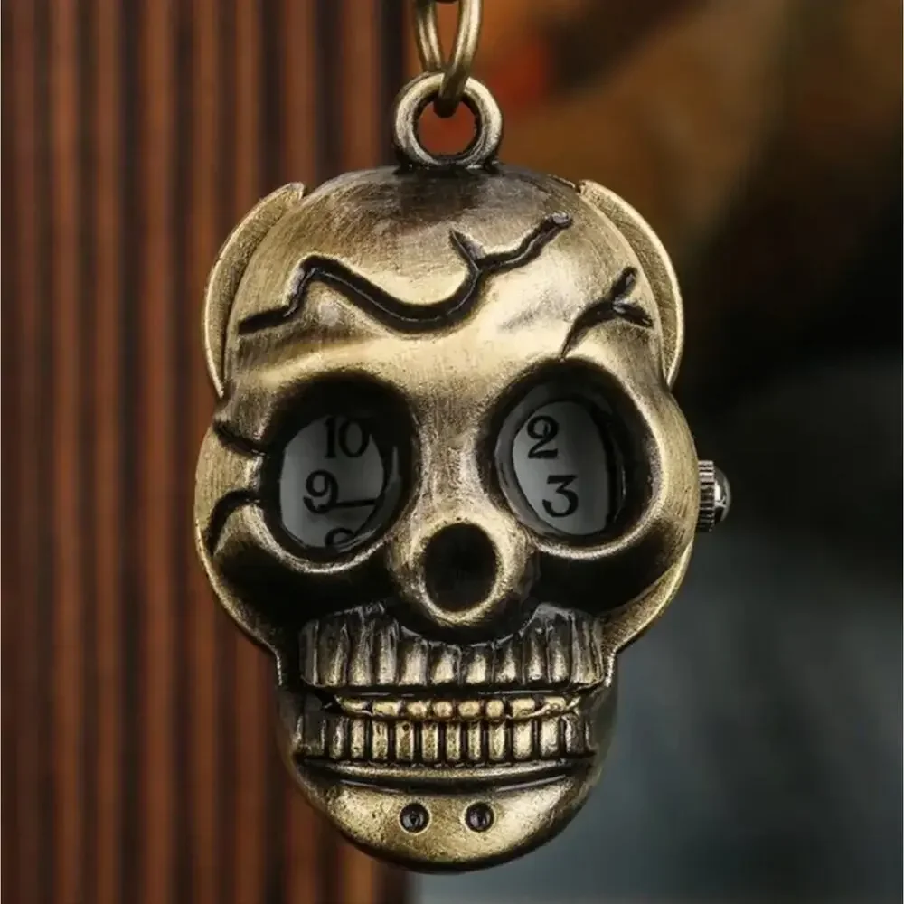 Skeleton Skull Pocket Watch Necklace Men's Women's Valentines Birthday Gift NEW!